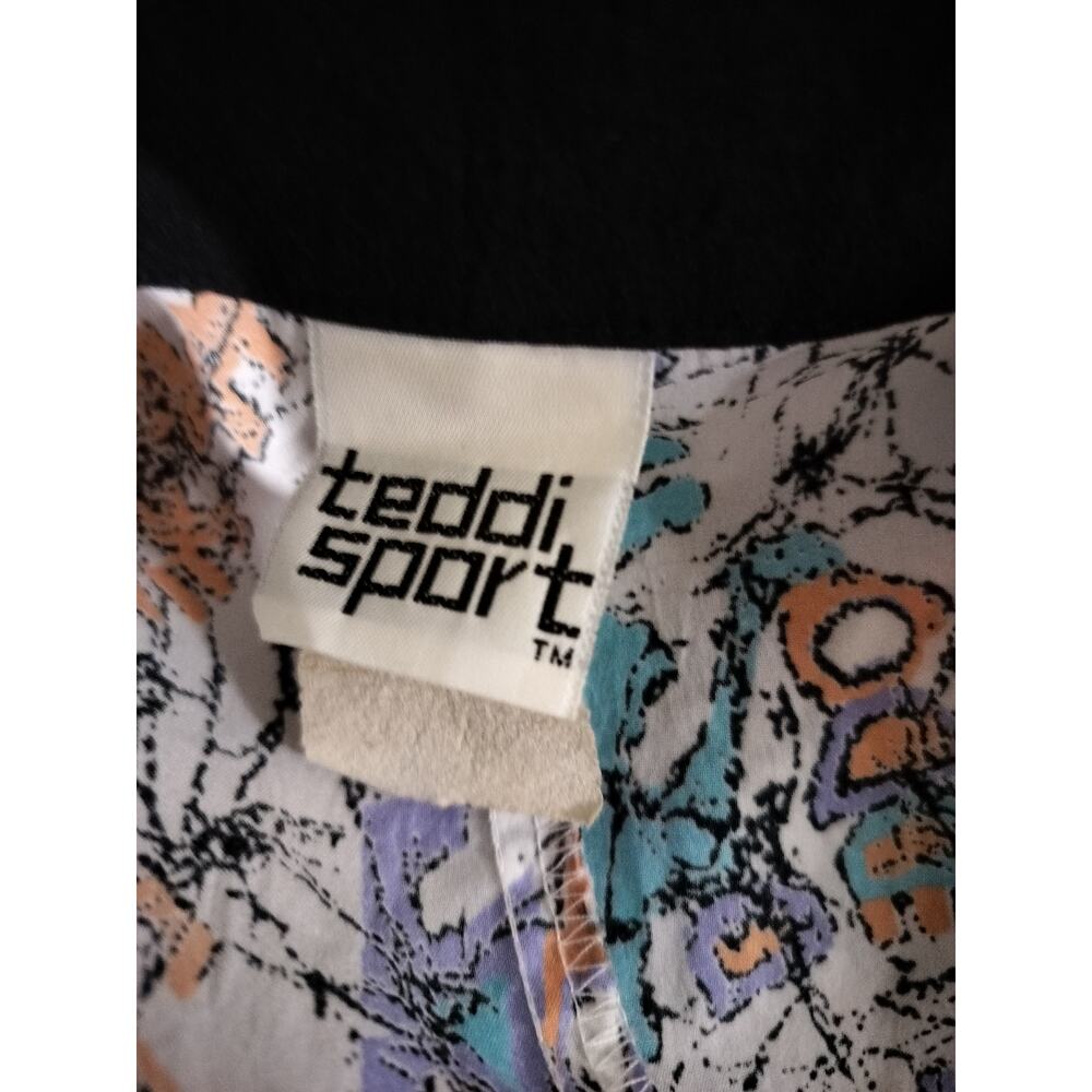 5191)Vtg 80s Teddi Sport Abstract Geoprint Chevron Dolman sleeve Oversize Top M? - Picture 6 of 8
